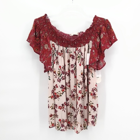 ALTAR'D STATE nwt Ruby Off Shoulder Flutter Top - Picture 8 of 8